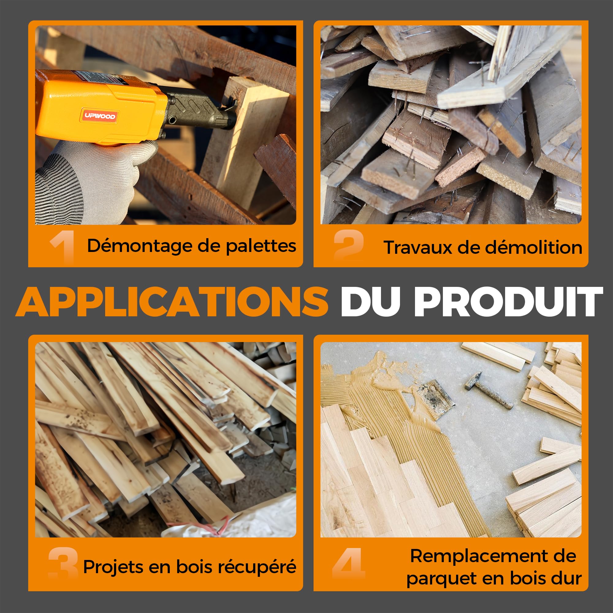 Extracteur de clous pneumatique professionnel Outil pneumatique pour enlever les clous pour bois de palette, clôture en bois
