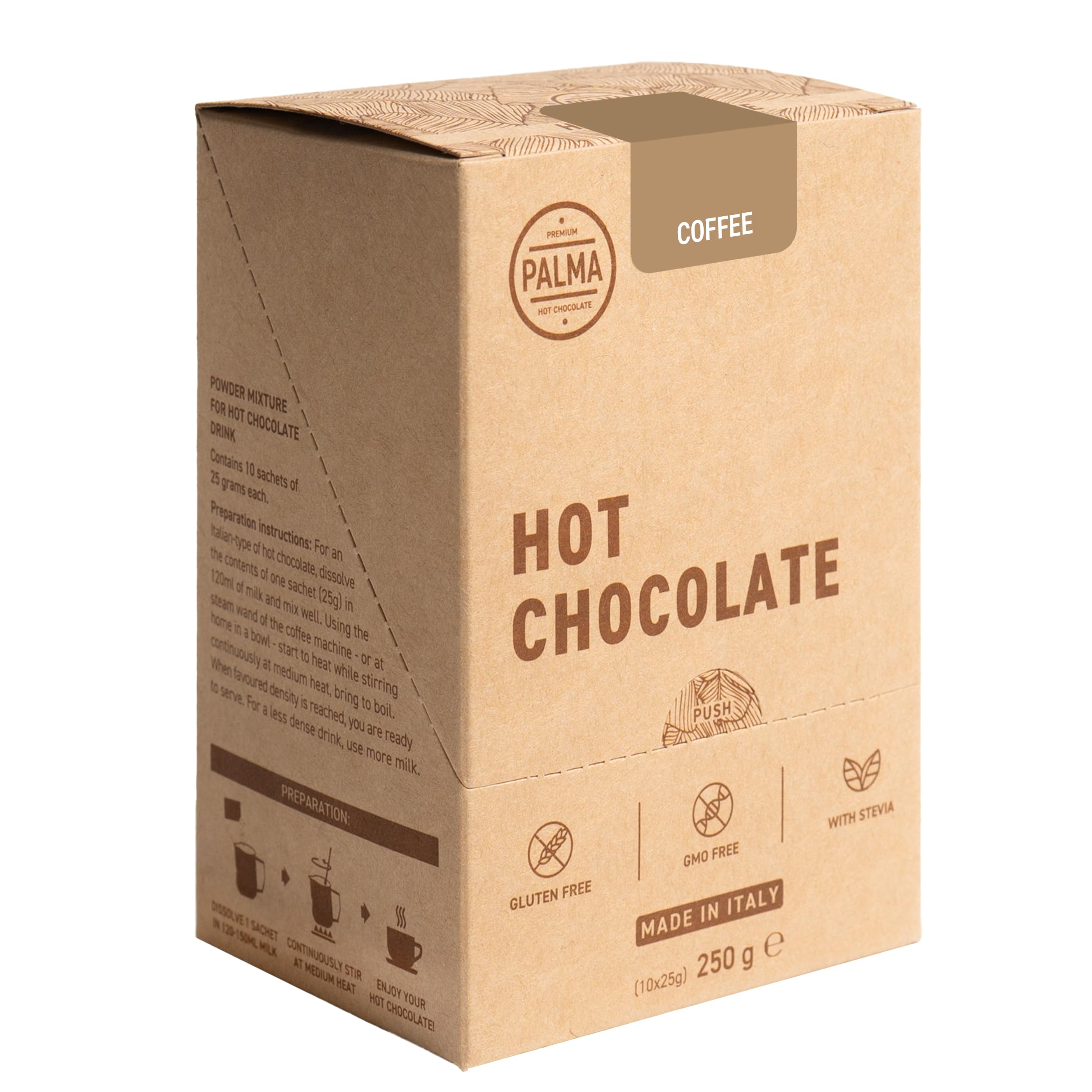 PALMA Italian Hot Chocolate Sachets - Coffee | 250g (10 Servings)