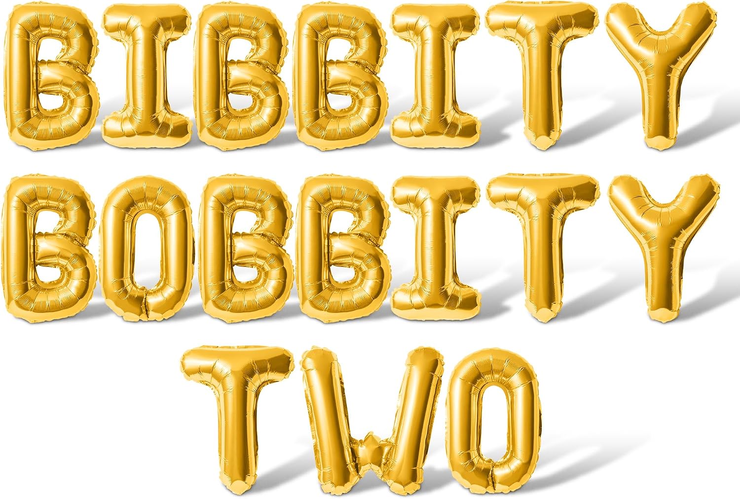 Letter Balloons - BIBBITY BOBBITY TWO 16" Inch Alphabet Letters Foil Mylar Balloon 2nd Birthday Party Banner (Gold)
