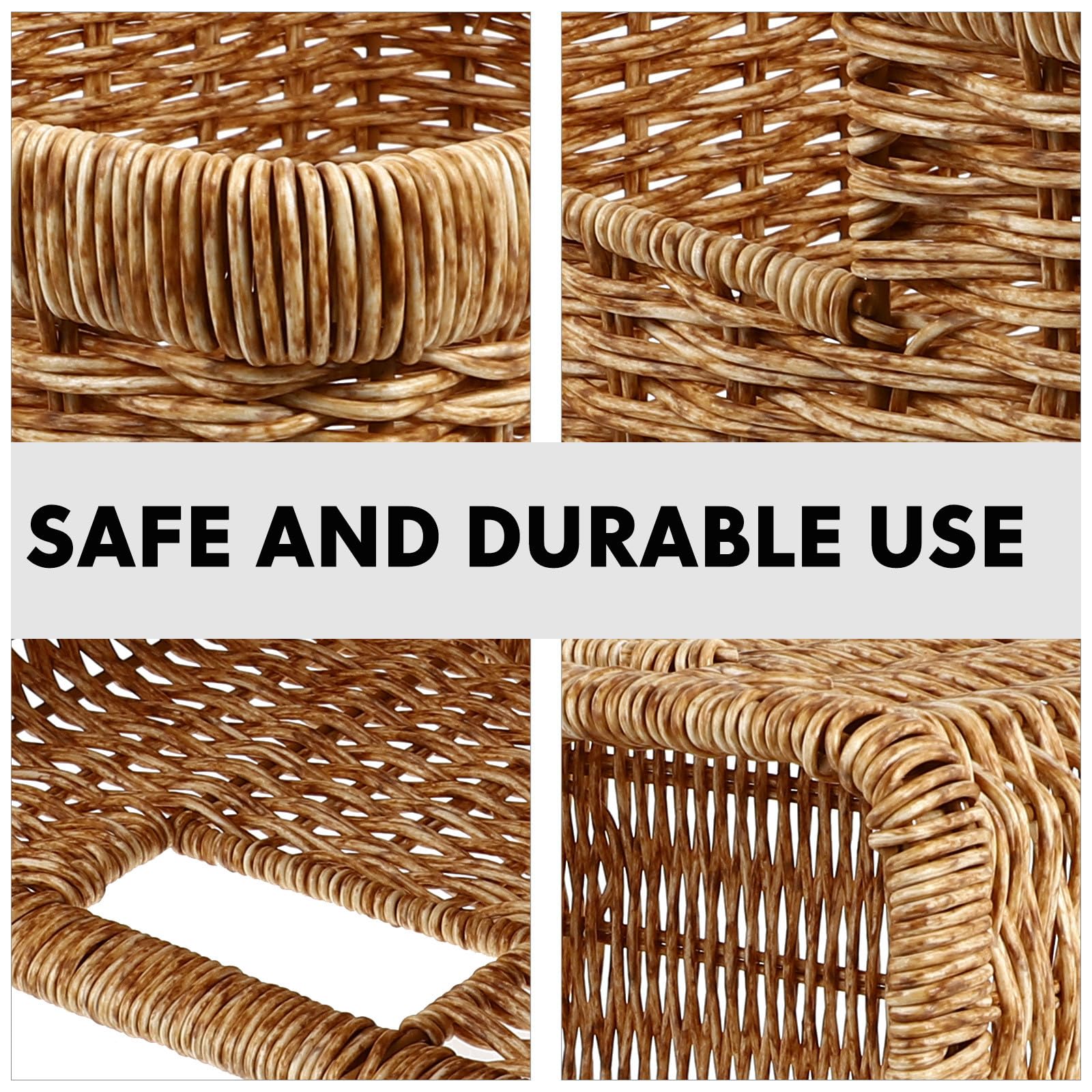 Yardwe Kreativer Aufbewahrungskorb aus Kunststoff mit Imitation Rattan Flechtoptik Großer Multifunktionaler Sammelkorb für Kleidung und Kinderzimmer
