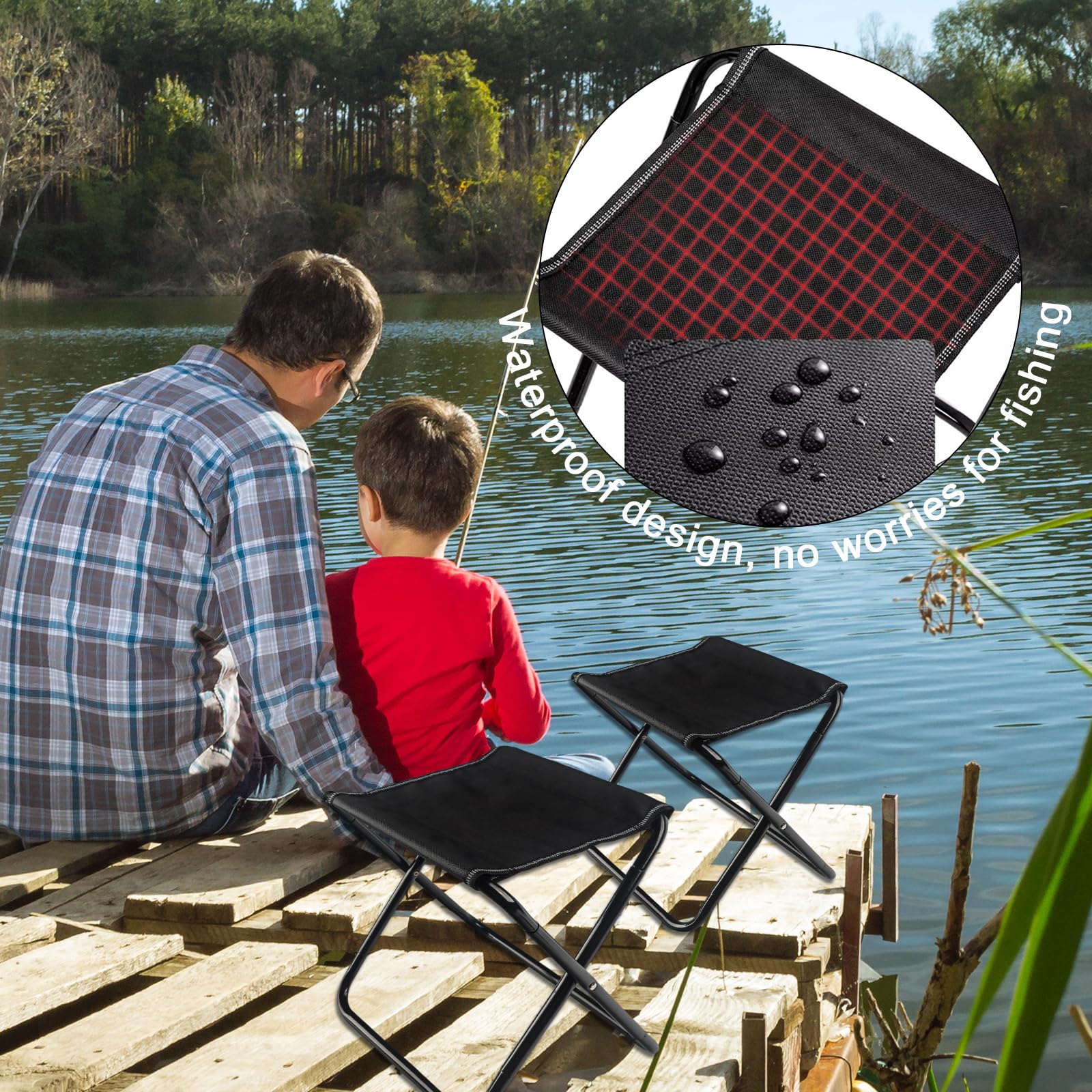 Tabouret de Camping Pliant - 30cm Mini Tabouret De Camping Pliable - Renforcé, Tabouret Pliant Portable avec Sac de Rangement - Pour Extérieur, Pêche, Pique-Nique, Randonnée, Jardin, Plage