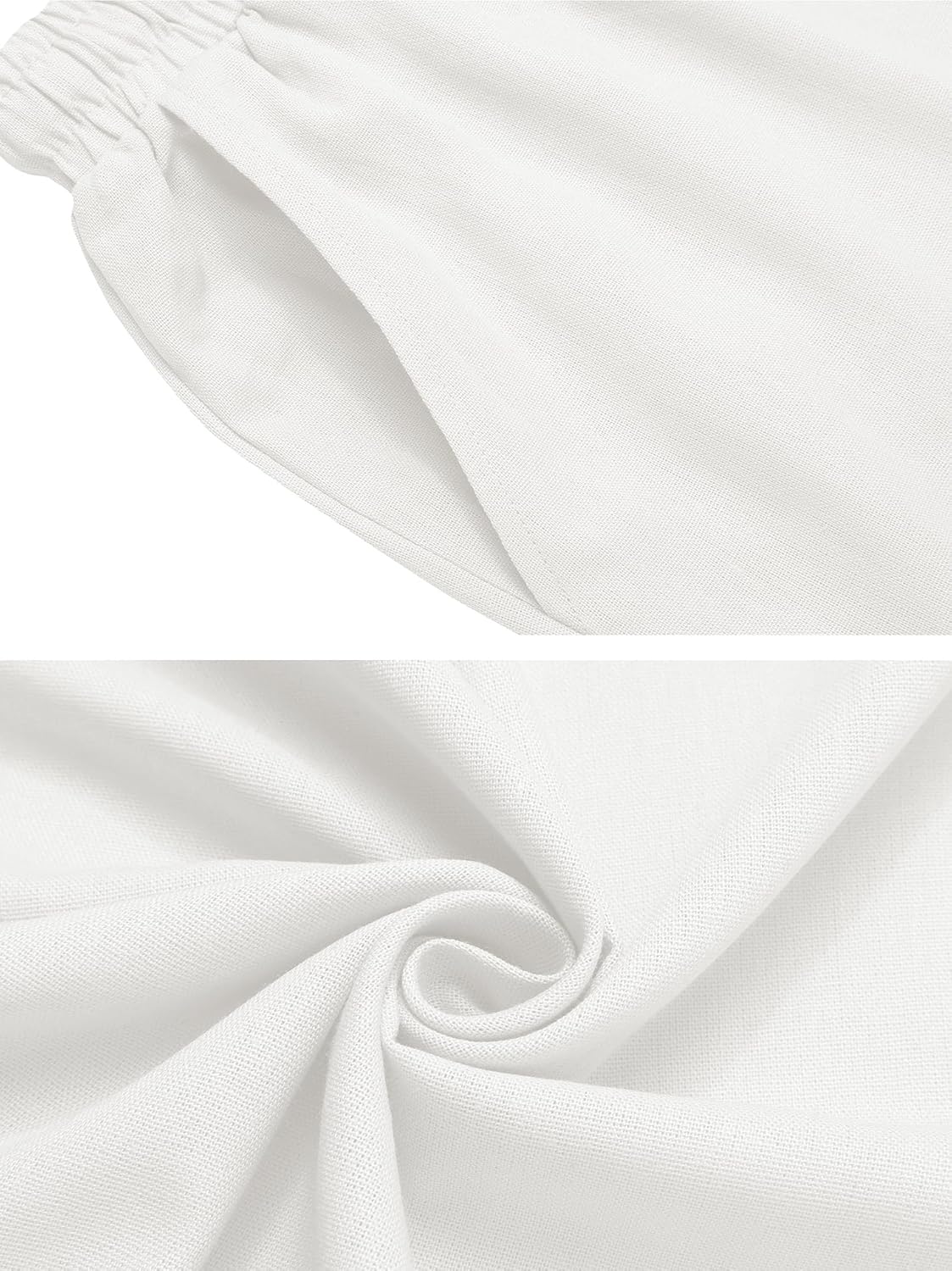 URRU Men’s 2 Piece Linen Outfit Summer Beach Short Sleeve Button Down Shirt and Pants Set - Image 5