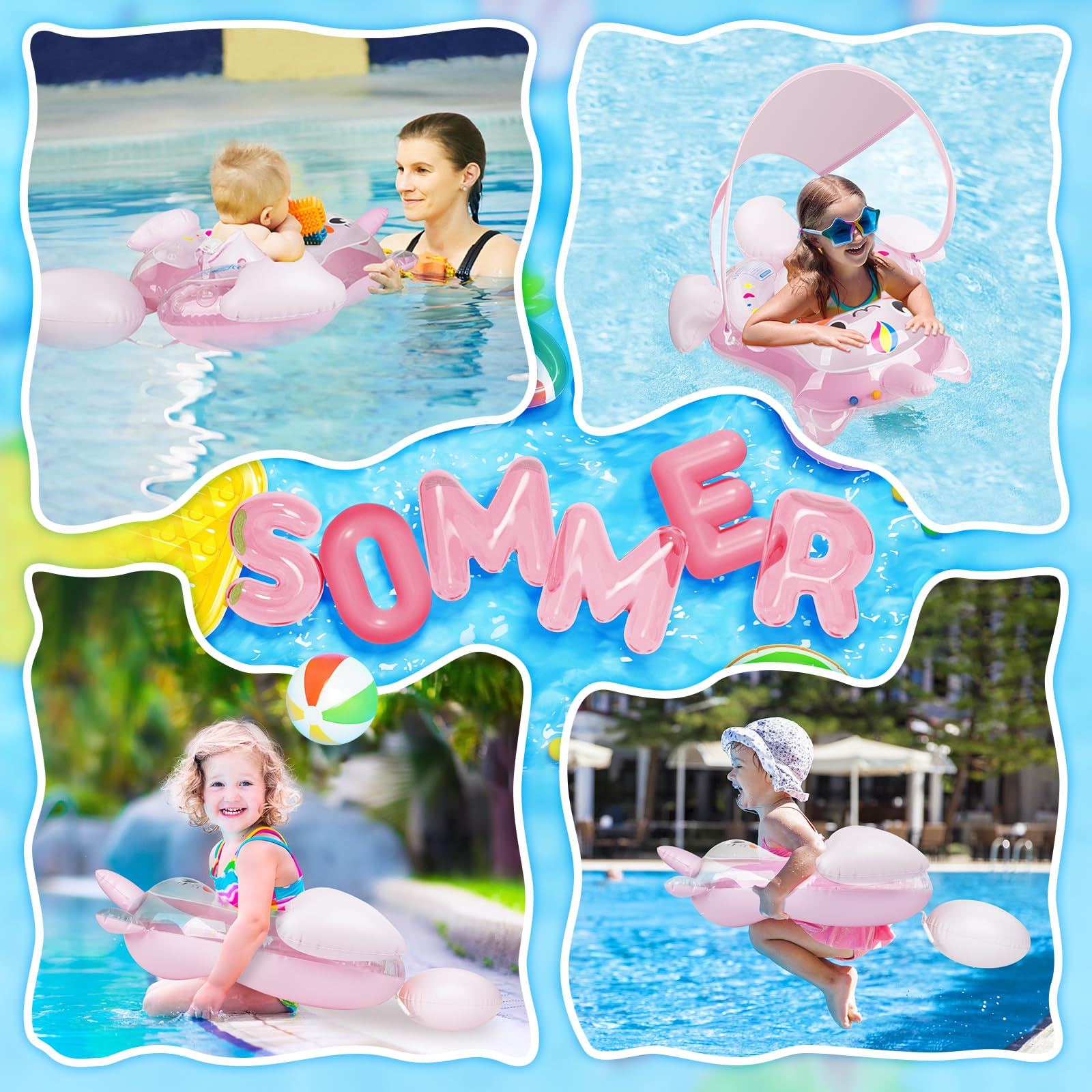 Bouée de natation pour bébé avec auvent solaire UPF50+, flotteur pour bébé Parner, aide à la natation pour enfants de 3 à 36 mois