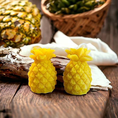 Miniatura 2 de Pineapple Pure Beeswax Candle Set of 2 - Handmade Bees Wax Fruit Candle - Wild Harvest Candle Company - Candle Gift - Decorative Candles - Natural