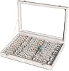 Frebeauty Ring Organiser Tray 100 Slots Ring Holder with Clear Lid Velvet Ring Storage Box Ring Tray for Jewellery Store Ring Display Case for Jewellery Show Ring Box for Women(Grey)
