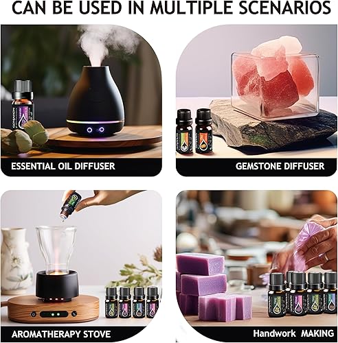 Miniatura 7 de KMSCO Juego de aceites esenciales  Top 20 (0.33 onzas líquidas) de plantas orgánicas de fragancias naturales, juego de regalo para hacer velas,