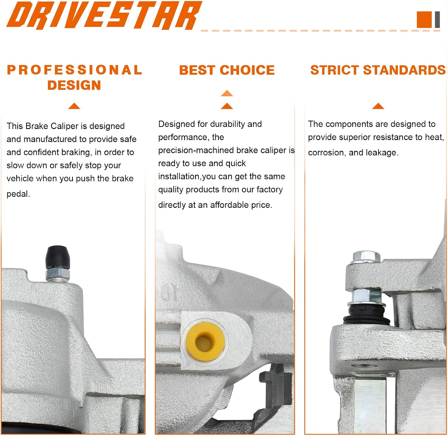 DRIVESTAR 18B5045 Front Left Brake Caliper for 2008-13 Chrysler Town&Country, [Dodge 2008-15 Grand Caravan,2007-10 Nitro], [Jeep 2008-12 Liberty,2007-12 Wrangler], 2012-13 Ram C/V, 2009-12 VW Routan