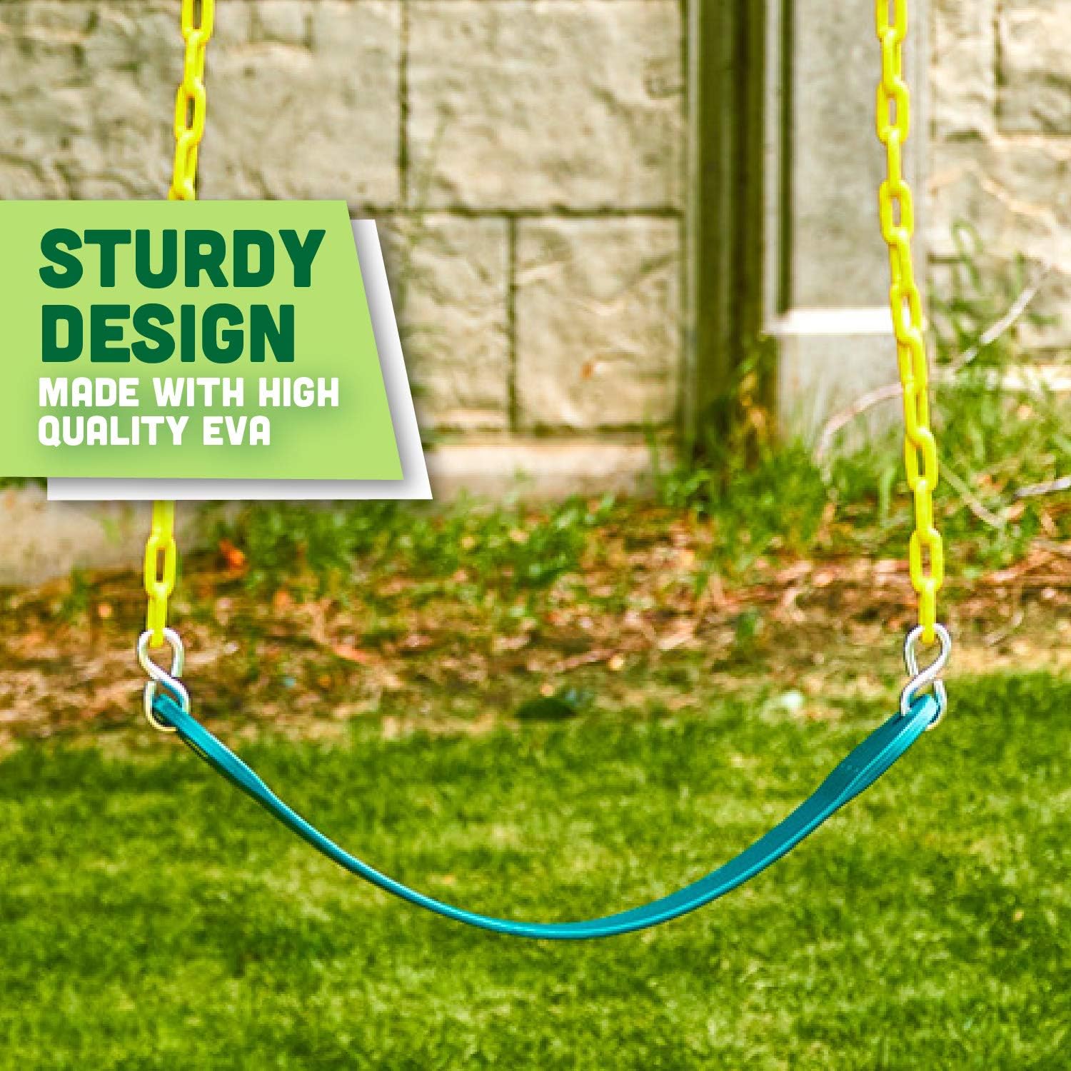 Combo - Deluxe High Back Full Bucket Swing (Triangle and Chain Dip) and Heavy-Duty Swing Seat with Carabiners - Green - Squirrel Products