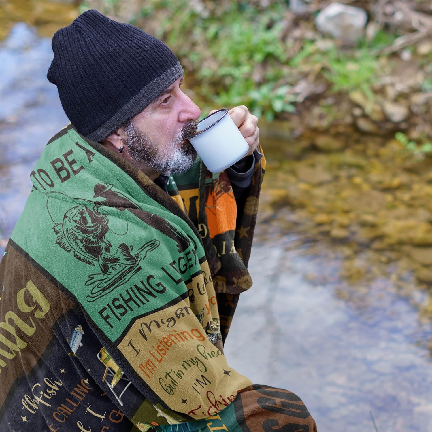 Fishing Gifts for Men/Women, Fishing Blanket 60"x50", Cool Funny Fishing Gifts for Teen Boys, Fish Themed Blanket - Image 3