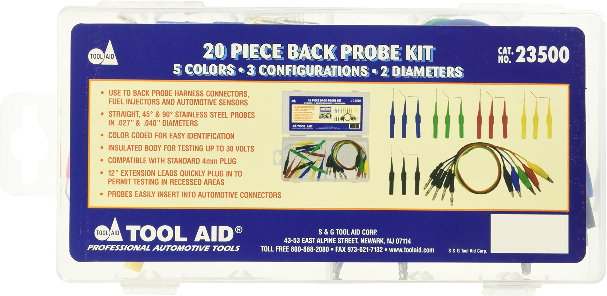 Tool Aid - 20 Piece Back Probe Kit (23500), Blue, One Size