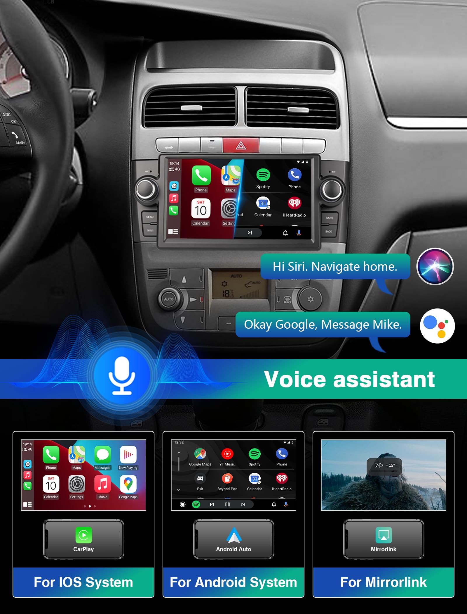 7'' Autoradio CarPlay pour 2005-2009 Grand Punto 2007-2012 Linea