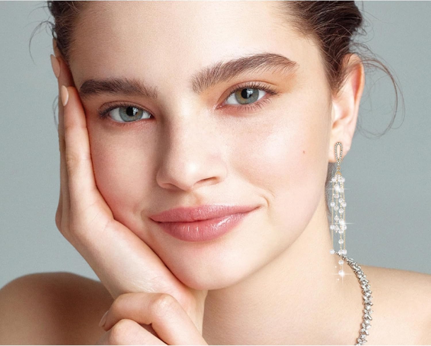 Kruckel Waterfall Earring - Spring-Inspired Dangle Women Jewelry, Golden Studs with Clear Sparkly Pearl Long Drops, Easy - Wear Fashion Design Accessory Packed with Durable Jewelry Box - Image 7