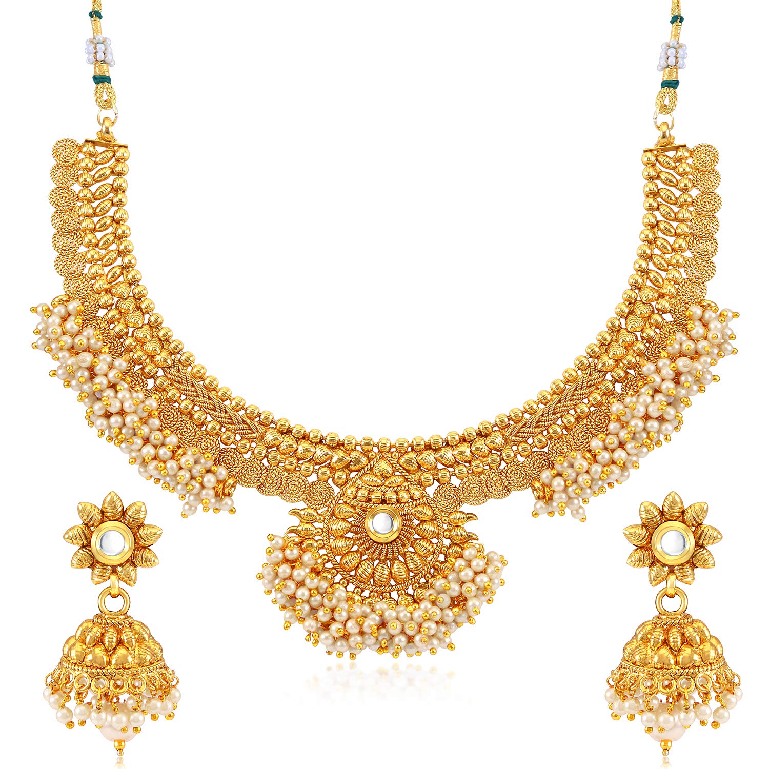 Sukkhi Brilliant Pearl Gold Plated Wedding Jewellery Choker Necklace Set For Women (N71792GLDPGA2150) (B07427B6K7) Amazon Price History, Amazon Price Tracker
