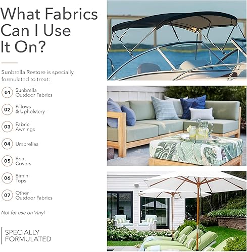 Miniatura 4 de Sunbrella Protector de tela Restore  Spray repelente al agua para telas de exteriores  Fácil de usar, sin PFAS  Protege y restaura la tapicería  16