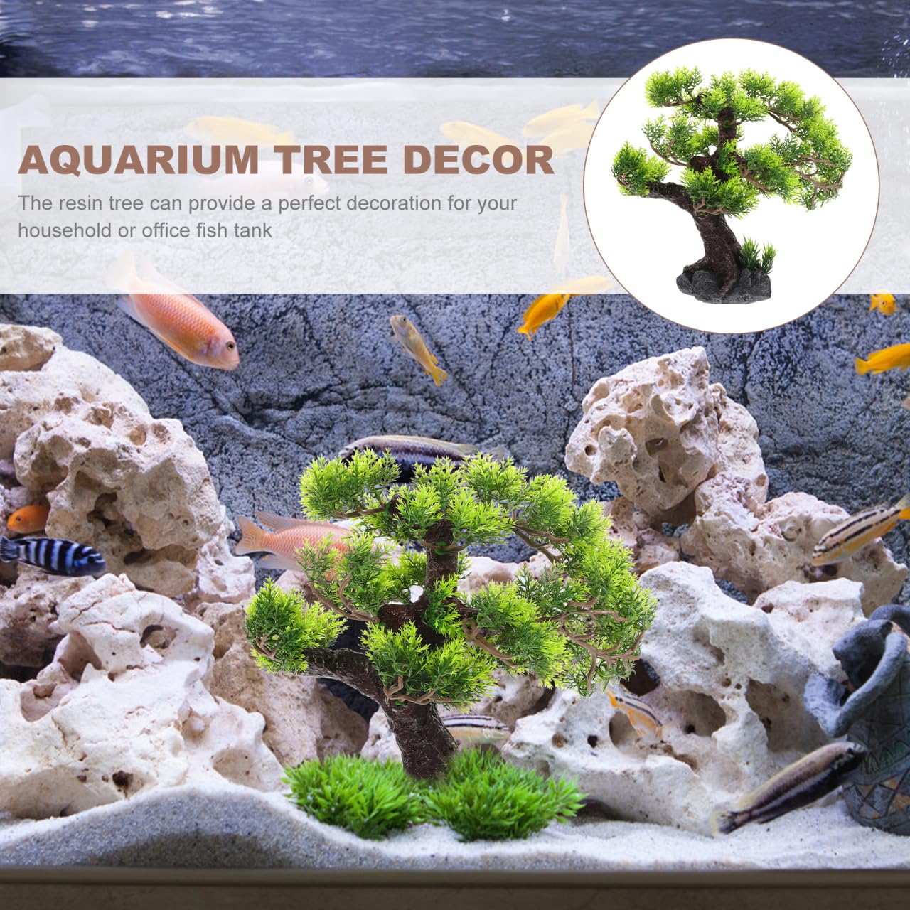 Healeved Albero paesaggistico Albero in resina per la decorazione Albero in resina Ornamento per acquari Decorazione per acquari Acquario Pianta in resina Falso Bonsai Albero Simulazione Albero Pianta