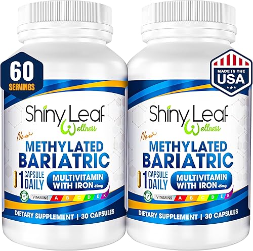 Miniatura 11 de Shiny Leaf Multivitamínico bariátrico metilado con hierro 45 mg – Cápsula una vez al día, fabricado en Estados Unidos, vitaminas bariátricas