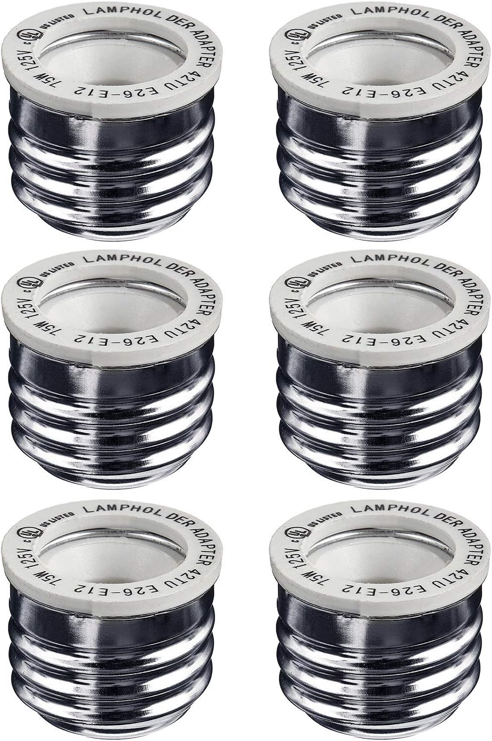 TORCHSTAR E26 to E12 Adapter - Medium Screw (E26/E27) to Candelabra Screw (E12) Socket Reducer Adapter Converter, Heat-Resistant, Anti-Burning, No Fire Hazard, Pack of 6