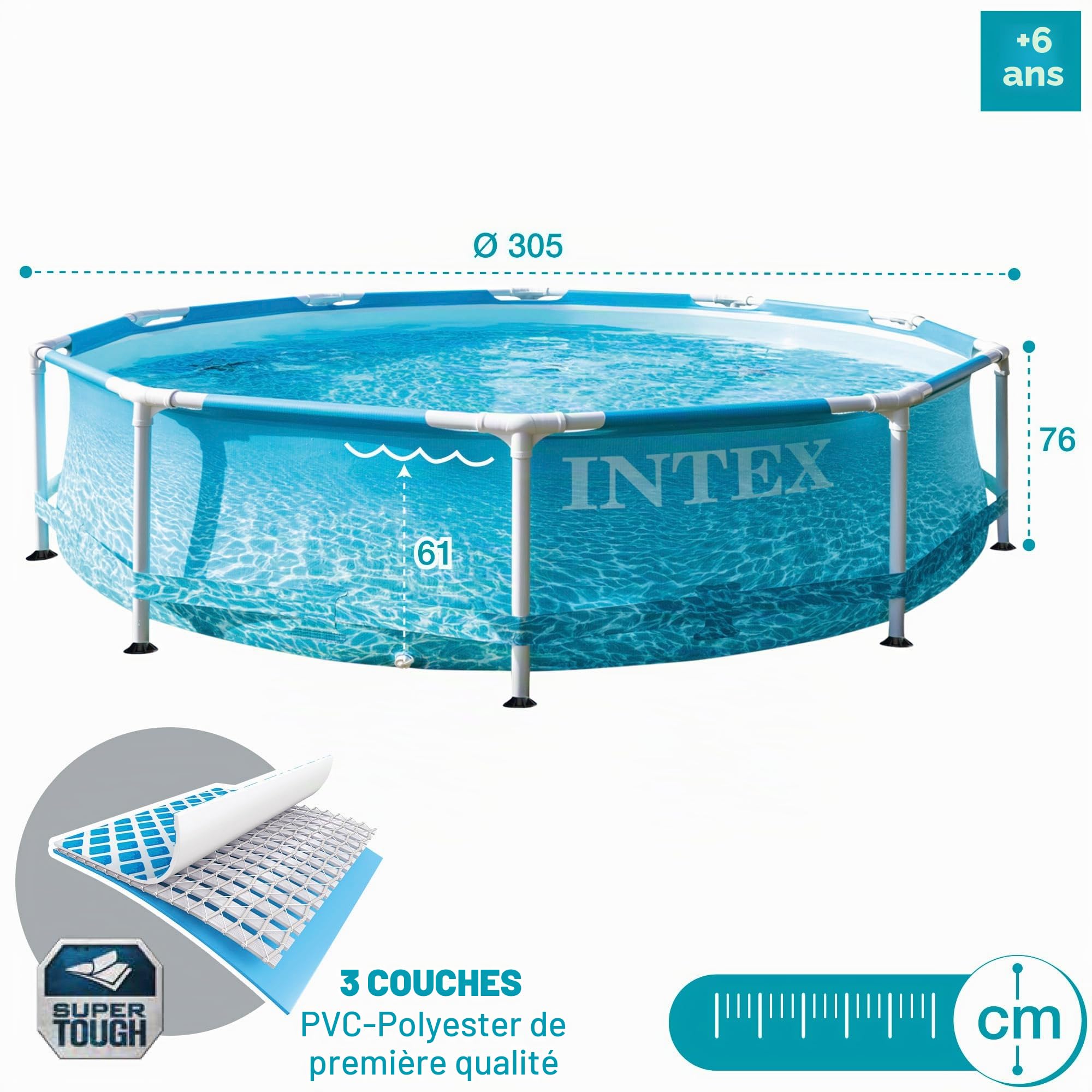 Intex 10 ft x 30 in Beachside Metal Frame Pool