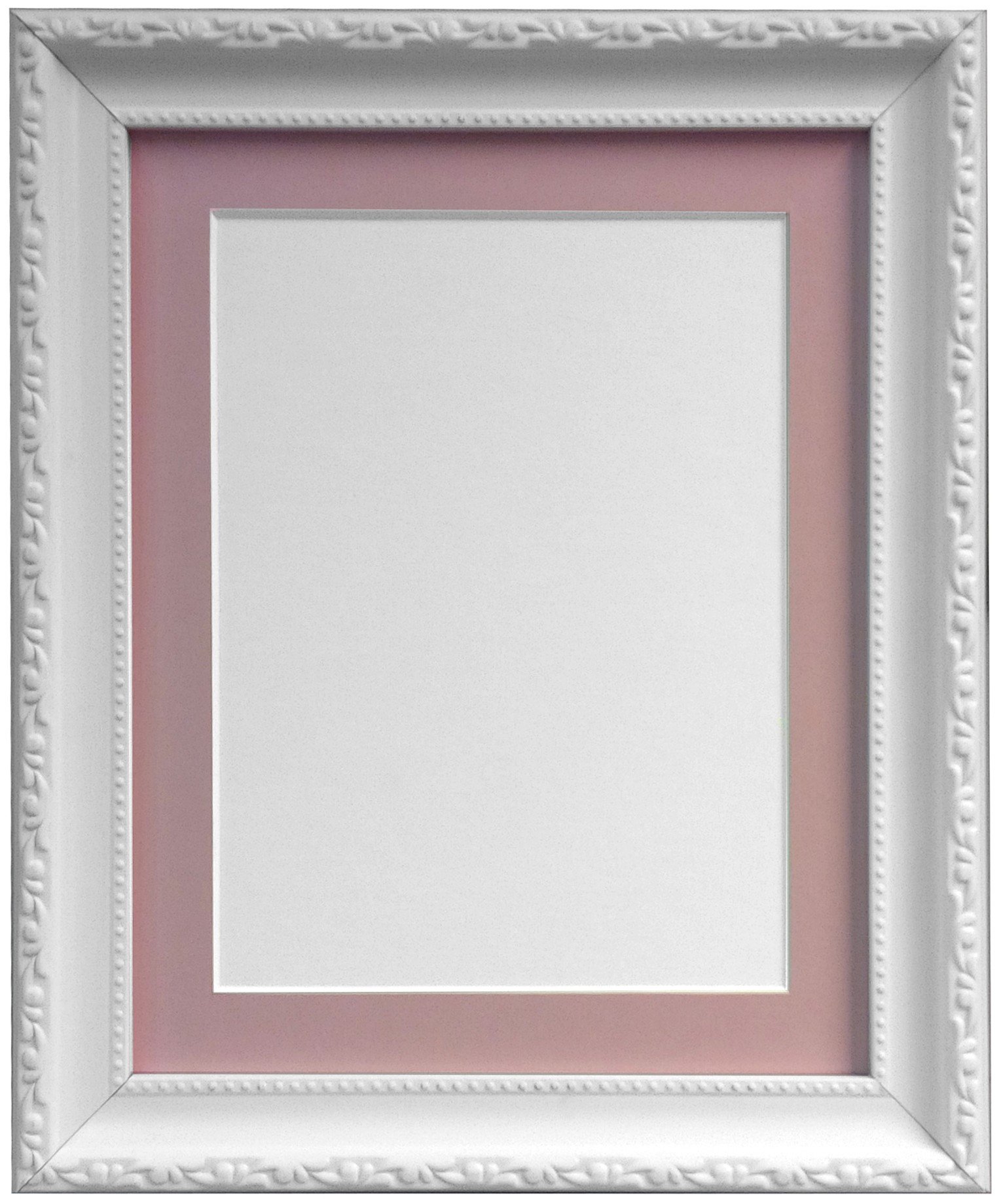 Shabby Chic White Picture Photo Frame with Pink Mount A3 for For Image size A4