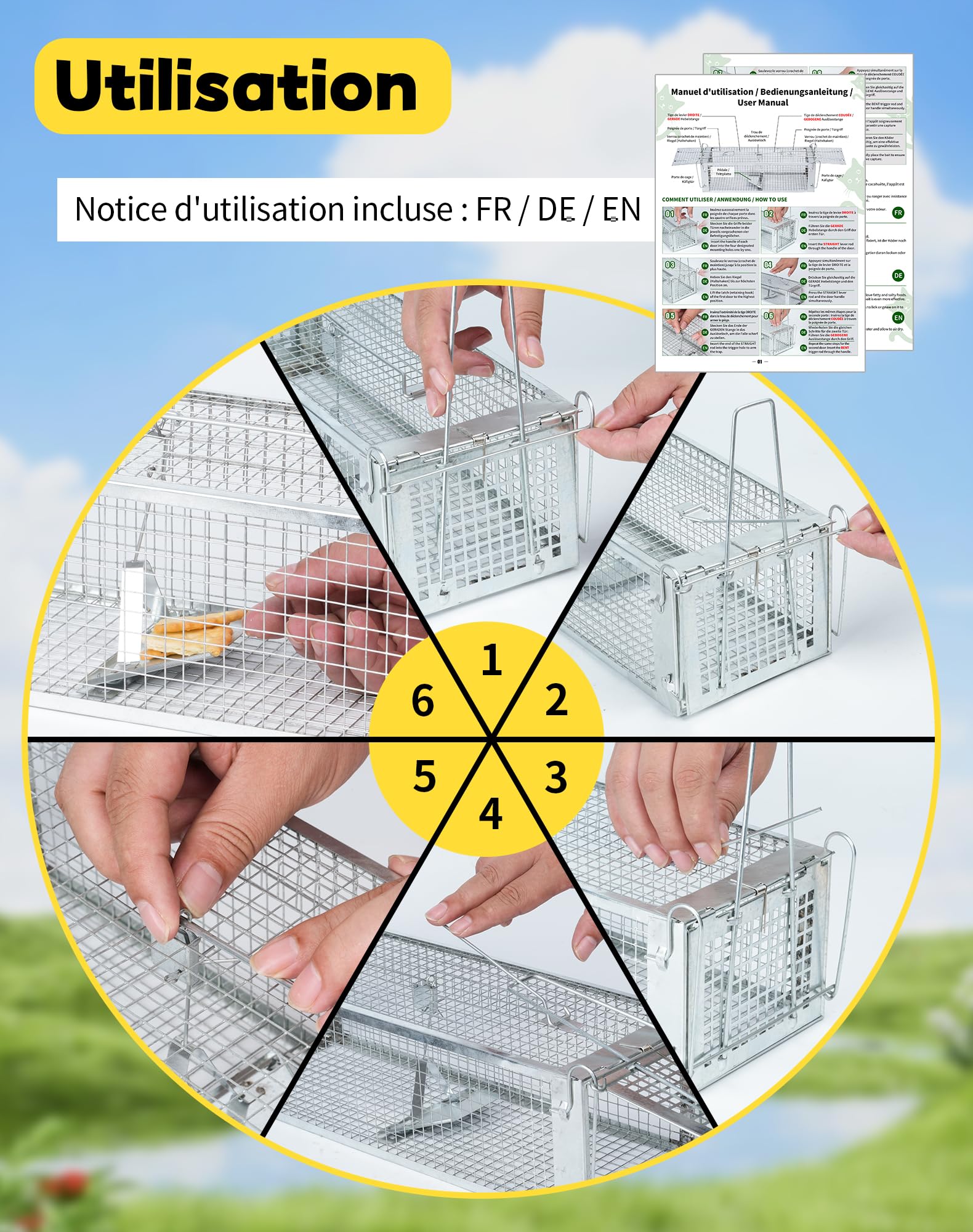 Piege a Rat Cage Rat XXL 43x14x12cm Piège à Souris Vivante pour Rats Loir Mulot Rongeurs Souris Attrape Rat à Double Porte Piege a Souris sans Tuer Piège à Rats Haute Sensibilité & Réutilisable