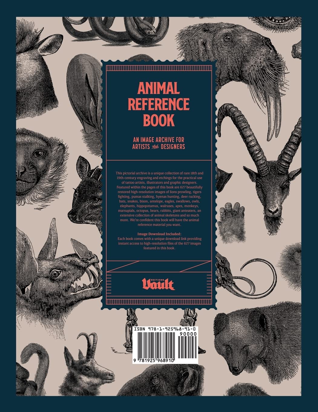 Animal Reference Book for Tattoo Artists, Illustrators and Designers: An Image Archive of 627 Downloadable Animal Images (Image Archive Series by Vault Editions)