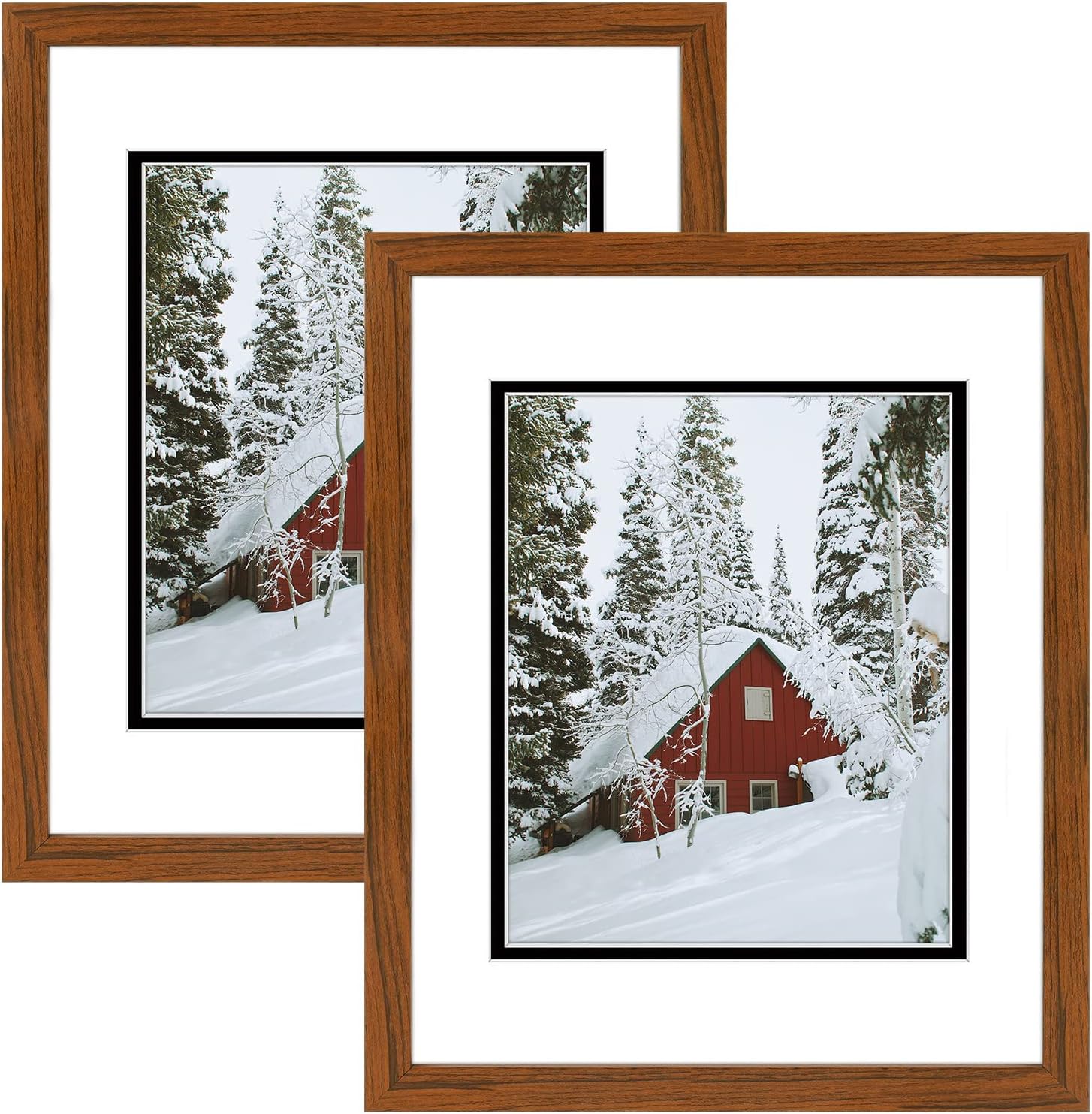 Golden State Art, 11x14 Brown Wood Frame with White Over