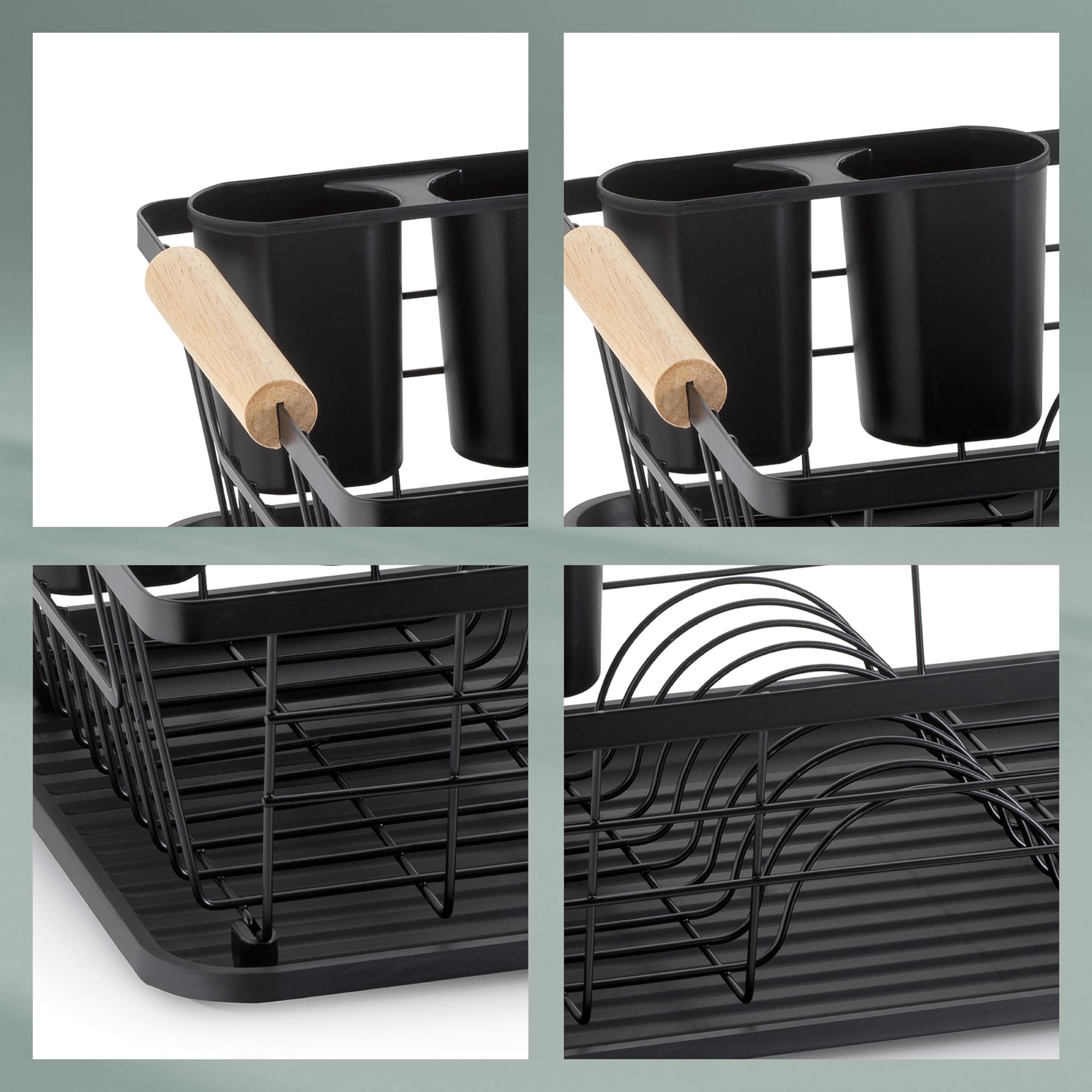 kela Escurridor de vajilla RICA de, metal Rejilla escurridora para 11 platos, 5 vasos, 2 cubiertos de plástico, negro