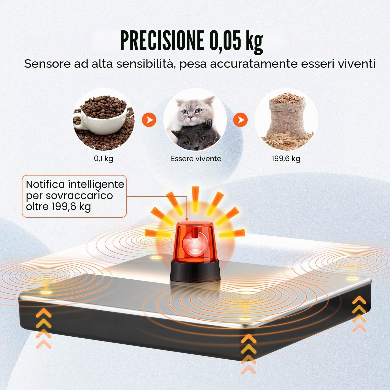 VEVOR Bilancia Digitale Pesa Pacchi Postali Commerciale ABS, 150 g-200 kg, 309 x 262 x 45 mm, Schermo LCD Tara