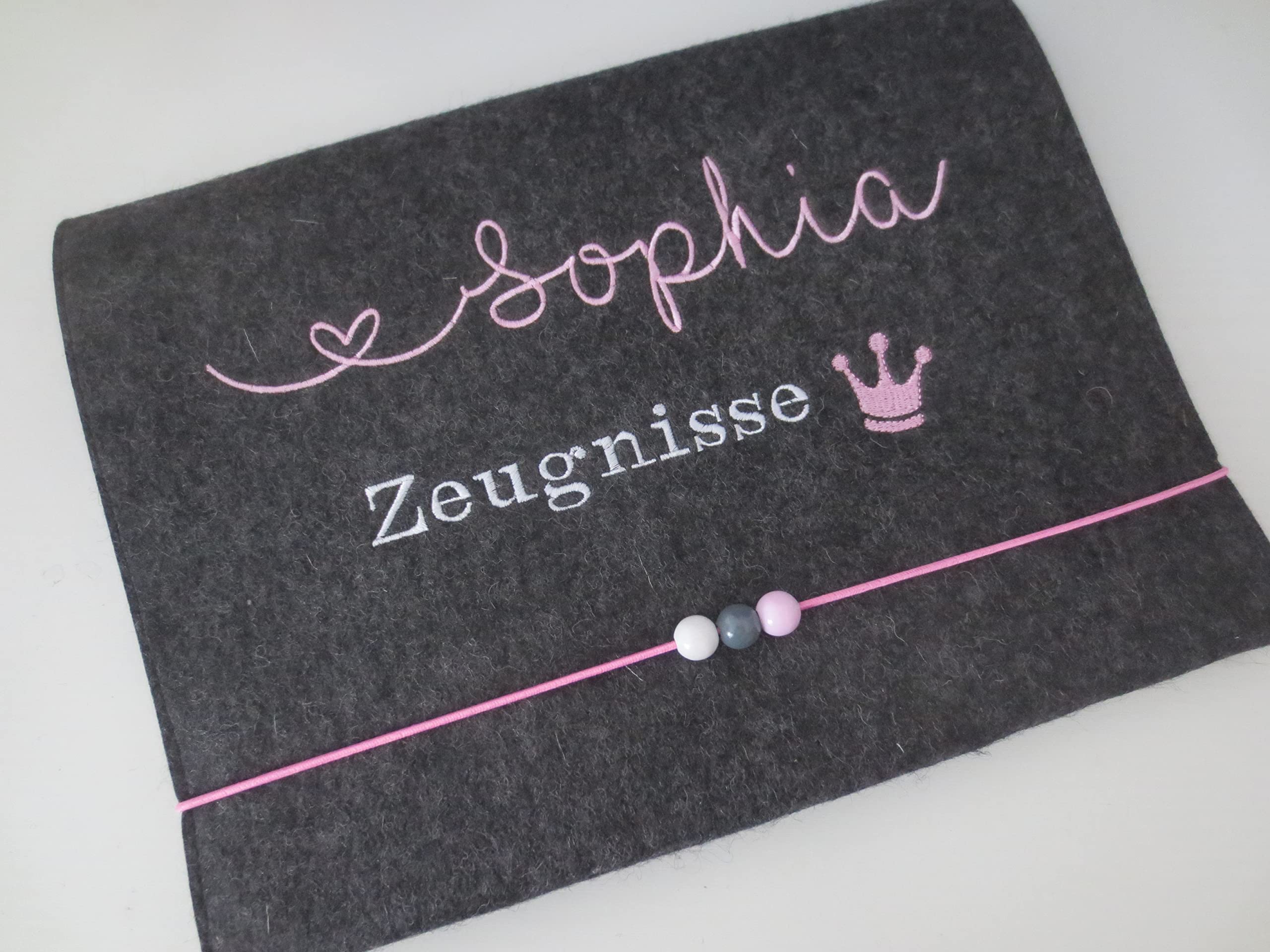Zeugnismappe Wollfilz Mappe Zeugnisse DIN A4 Grundschule Schule"Krone"