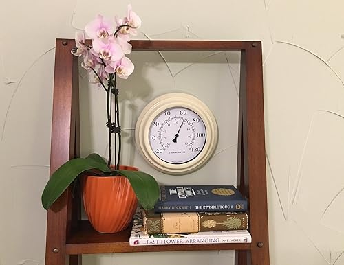 Miniatura 3 de Termómetro decorativo de pared de 8 pulgadas para interior o exterior., Crema