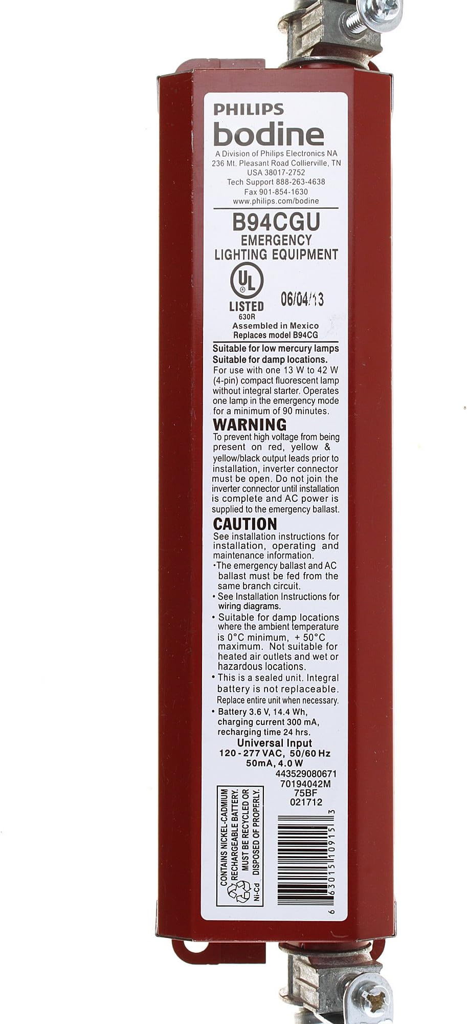 Emergency Fluorescent Ballast,42W
