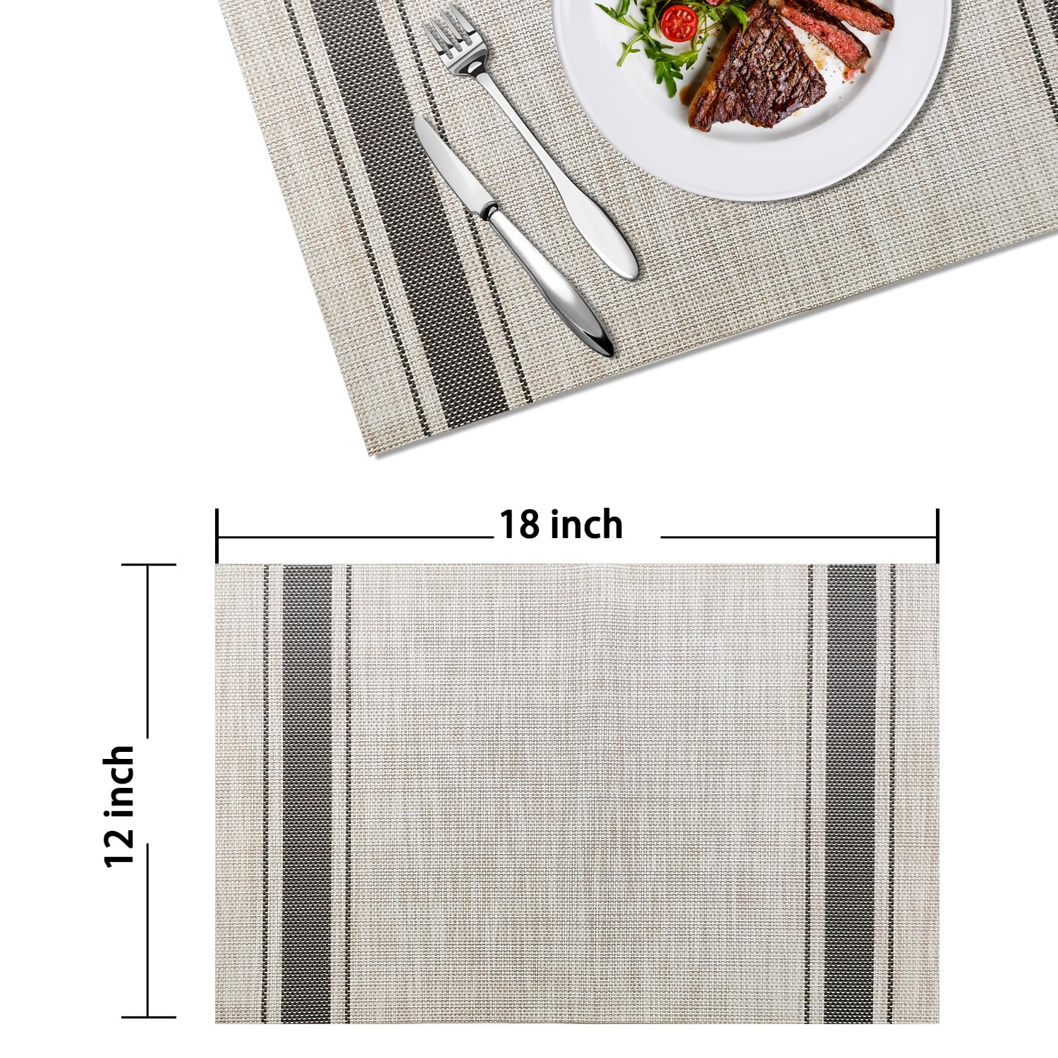 Juego de 4 manteles individuales de vinilo tejido lavables, resistentes al calor, antideslizantes, fáciles de limpiar, resistentes al agua, para comedor en interiores y exteriores, cocina, patio (4,
