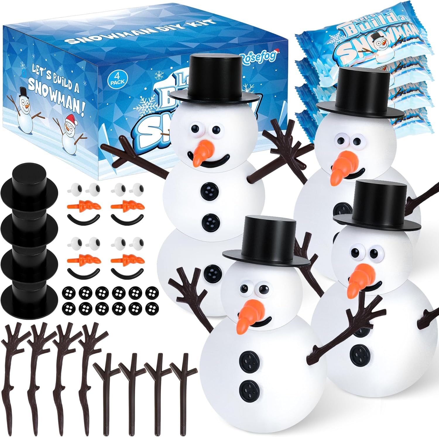 4 Pack Christmas Crafts, Air Dry Clay Snowman Craft, Do You Want to Build a Snowman Christmas Stocking Stuffers for Kids, Toddler Crafts Supplies for Christmas Winter Event Game Toys Xmas Present