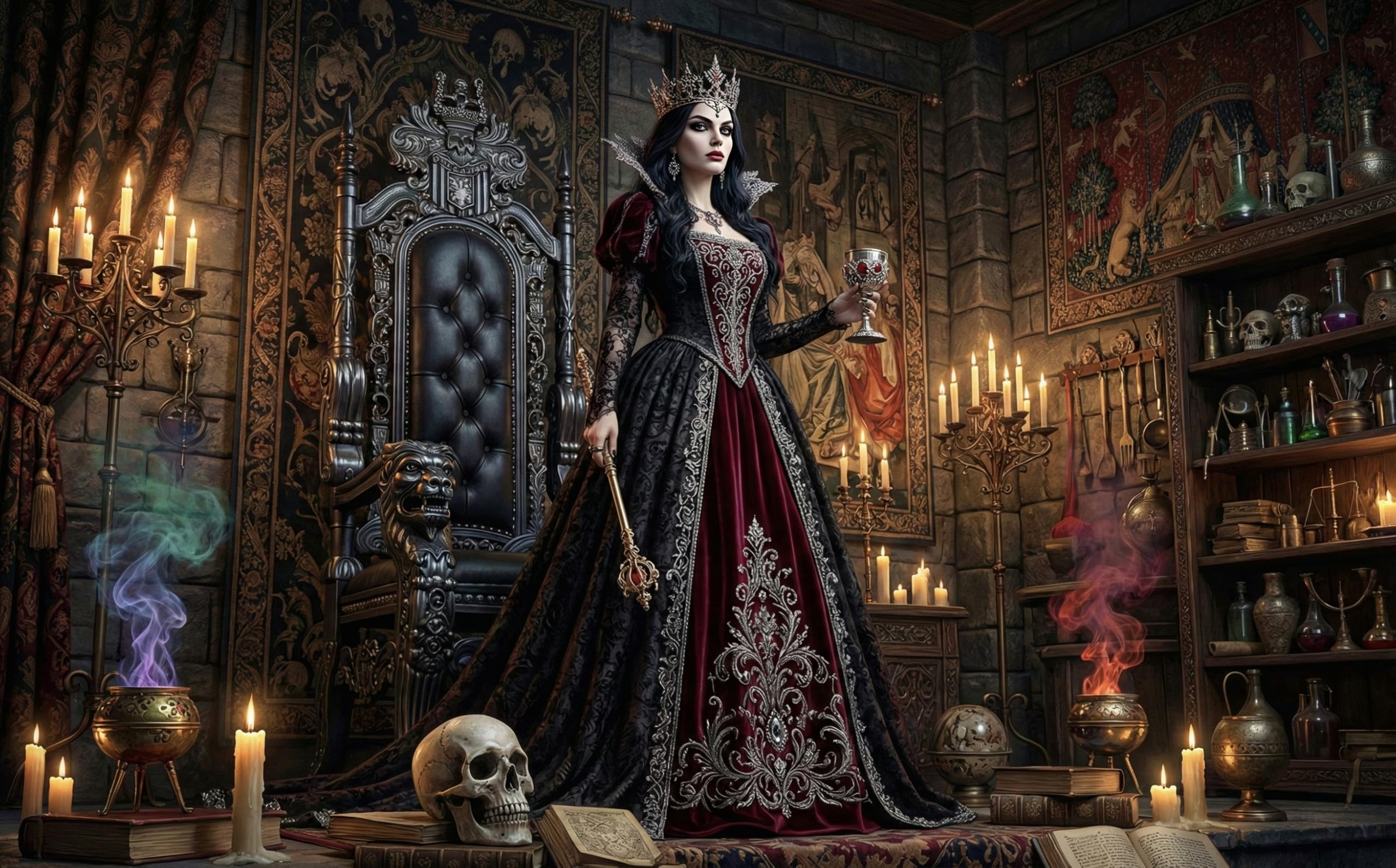 Dark Gothic Queen 1000 Piece Jigsaw Puzzle,Stress Relief,Impossible Challenge,Adults & Kids 14+,Home Wall Decor,Gift Idea,Premium Cardboard,Educational Toy 70x50cm