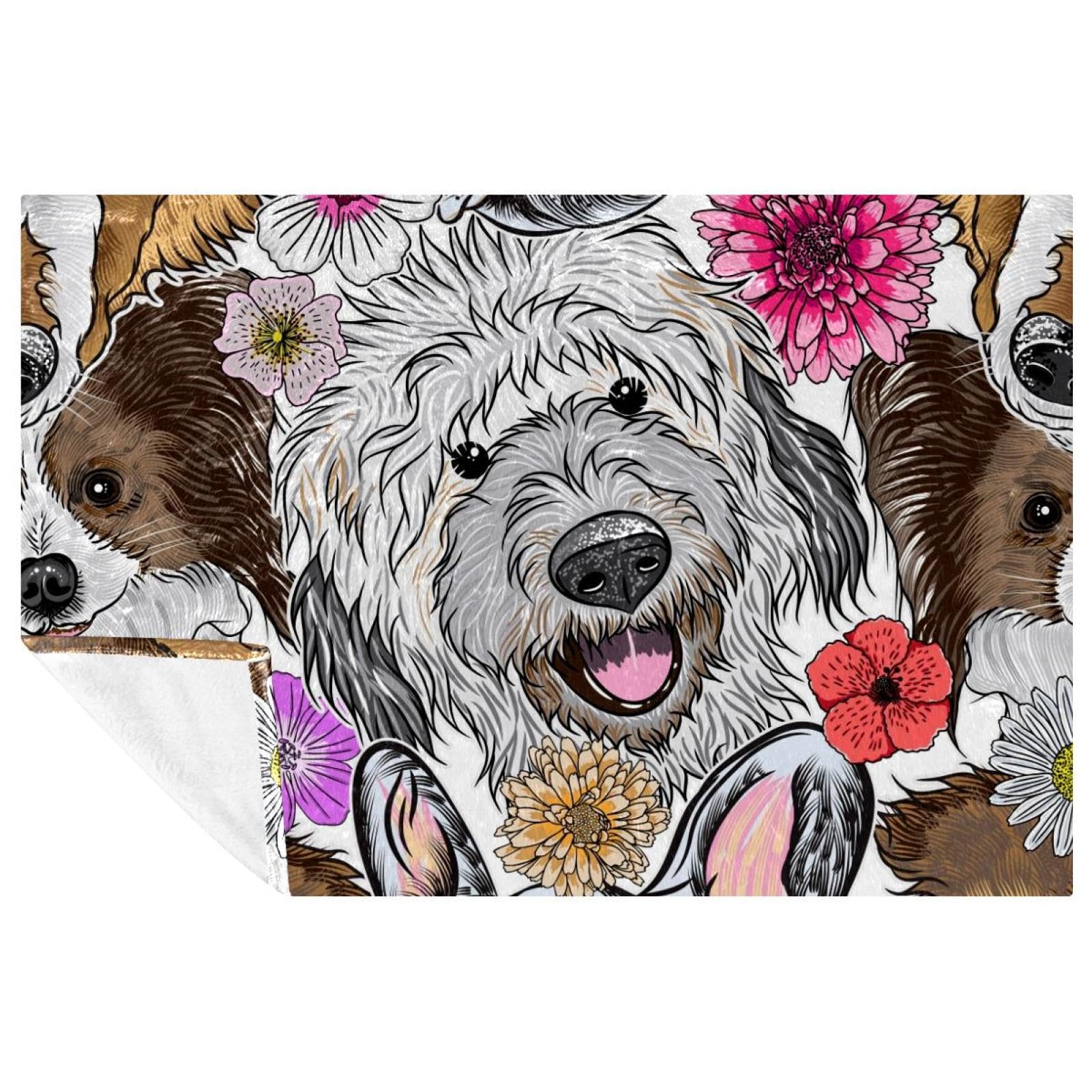 Couverture douce Labradoodle imprimé chiot pour calmer le stress et décorer le lit