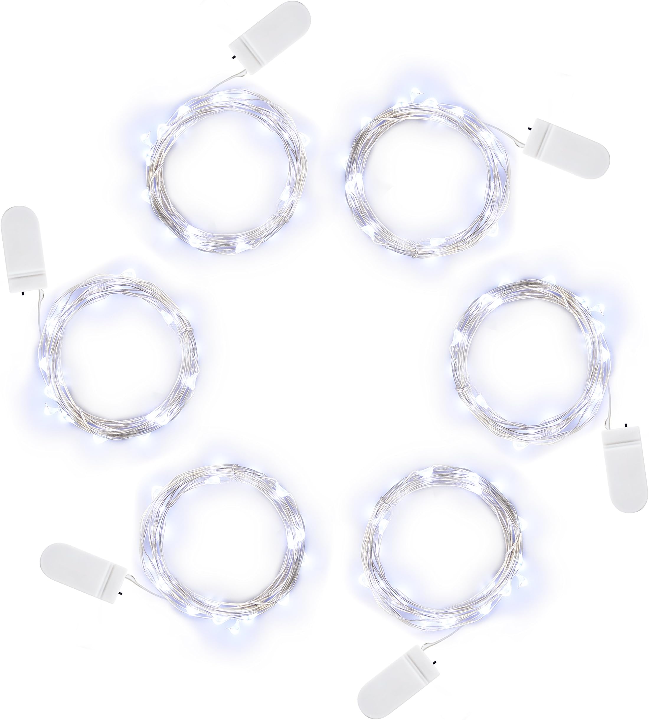 illumiForce LED Starry String Lights, Battery Operated Fairy Lights, 6.5ft 20LEDs, Decorations for Bedroom Patio Garden Birthday Party Wedding Christmas DIY Crafing Home Decor, Pure White 6 Sets