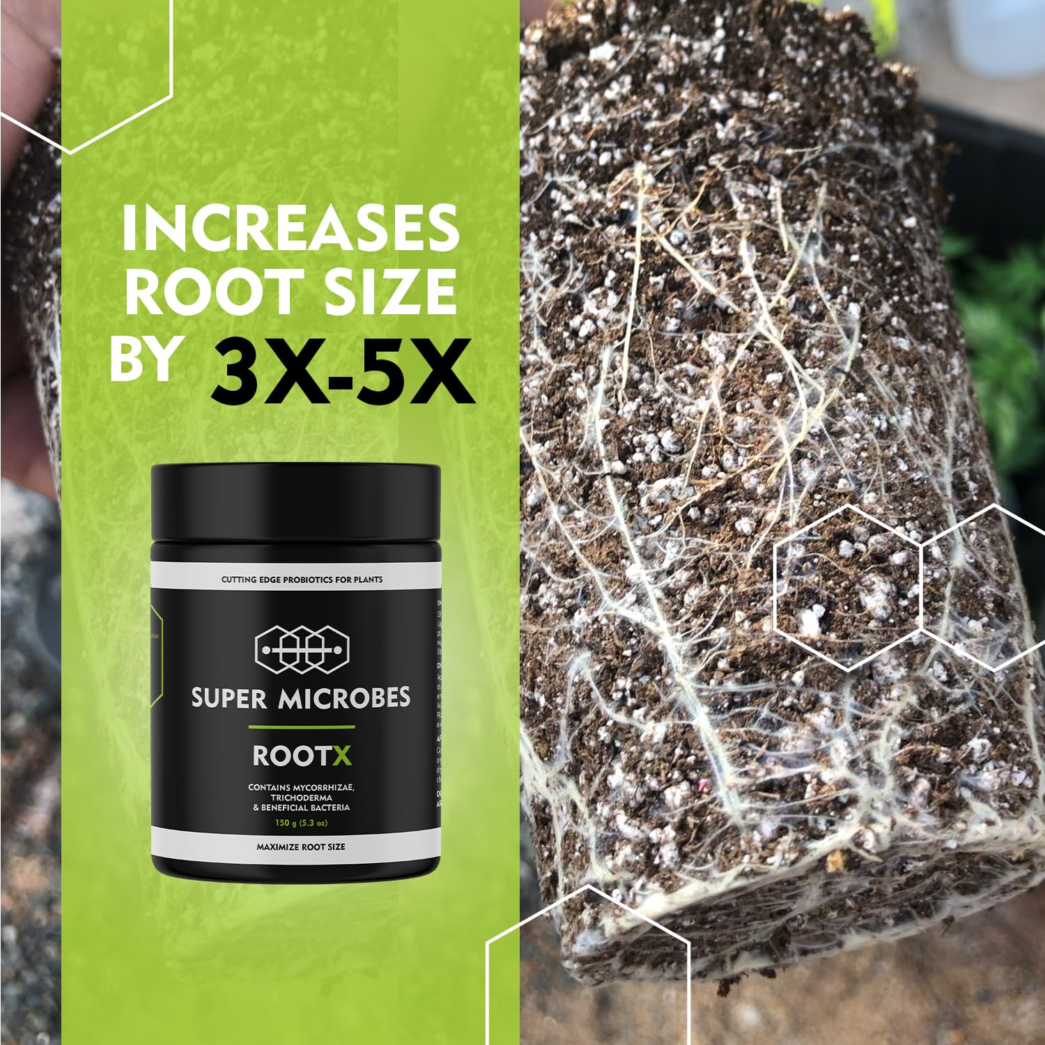 RootX - Premium Bewurzelungspulver für Stecklinge von Grünpflanzen | Speziell formuliert für blühende und knospende Pflanzen | Enthält Mykorrhizapilze, Trichoderma und andere nützliche Bakterien 150GR