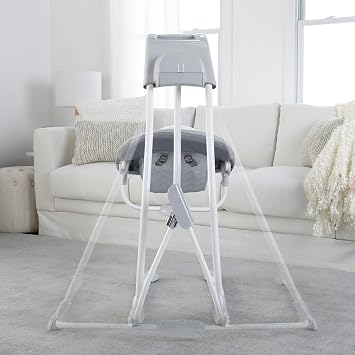 Ingenuity InLighten Baby Swing - Cool Mesh Fabric, Vibrations, Swivel Infant Seat, Nature Sounds, Light Up Motorized Mobile - Braden