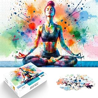 Comprar Arte de Acuarela de Yoga Puzzle de 1000 Piezas para Adultos Ayuda al Cerebro a ejercitar Juguetes adictivos para Cultivar la Paciencia. Obra de Arte 38x26cm