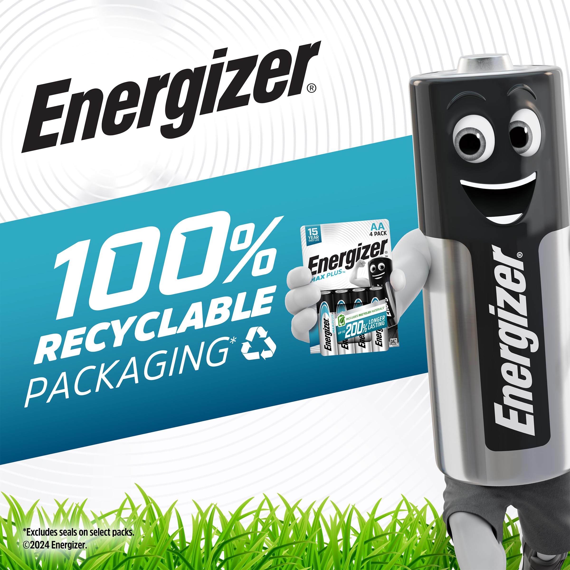 Energizer Max Plus - AA Batteries (10 Pack) - Double A Performance Alkaline Battery 1.5V - 200 Percent Longer Lasting - For High Drain Devices - 0 Plastic Packaging - 15 Year Shelf Life — view 6