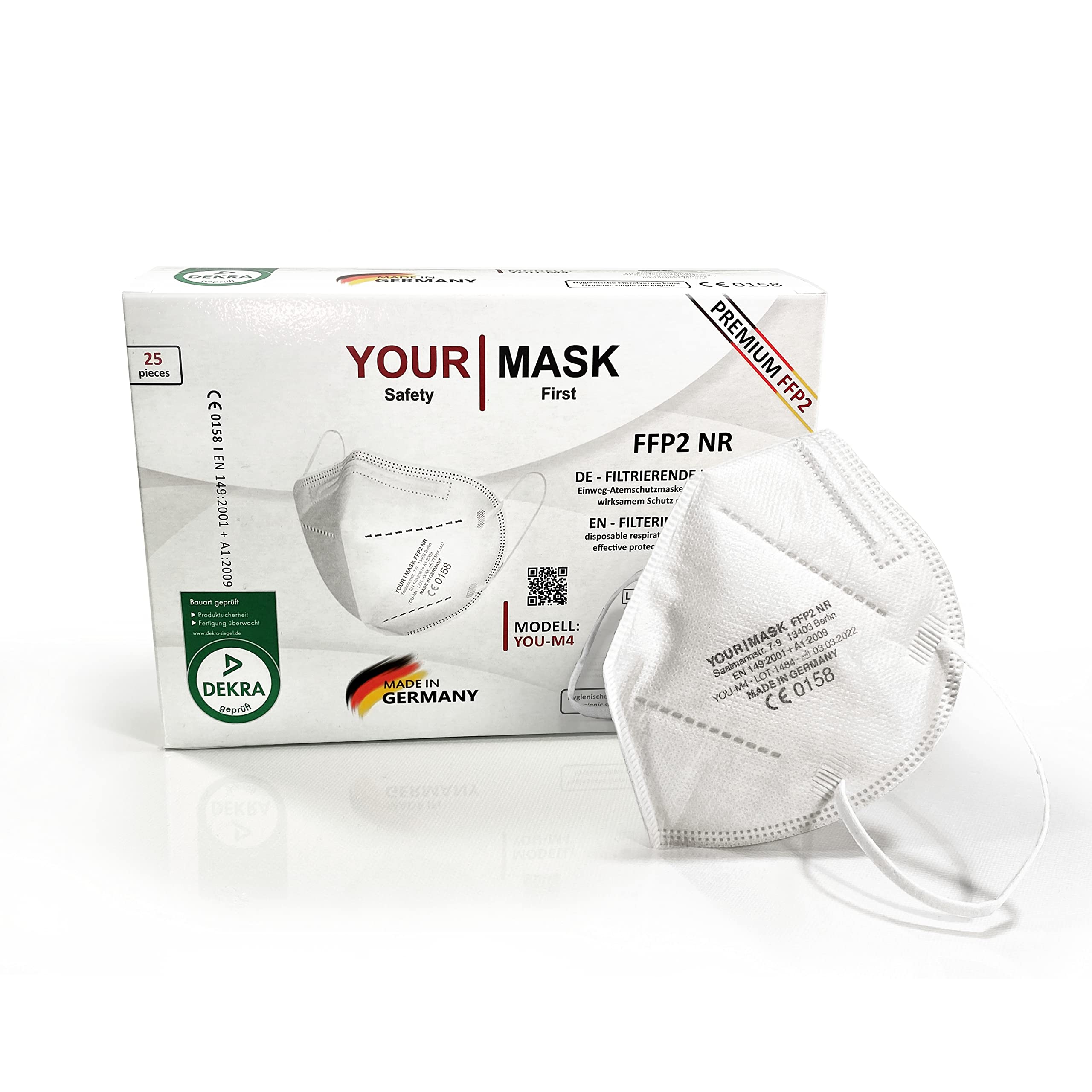 YOUR MASK – 25x FFP2-Masken, einzelverpackt – 5-Lagige FFP2-Maske – FFP2-Masken Zertifiziert aus Deutschland - FFP2 – Mundschutz