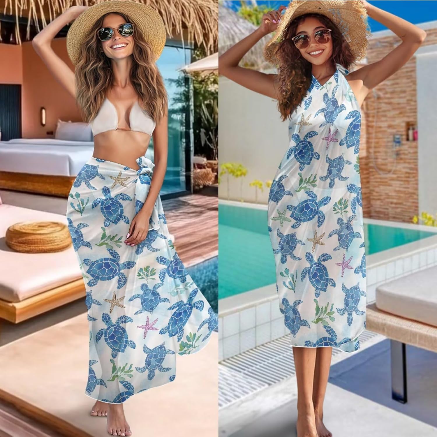 Xpyiqun Women Bikini Sets 3 Piece Swimsuits Halter Triangle Bathing Suit with Cover Up Skirt Tie Side Swimwear Coverup