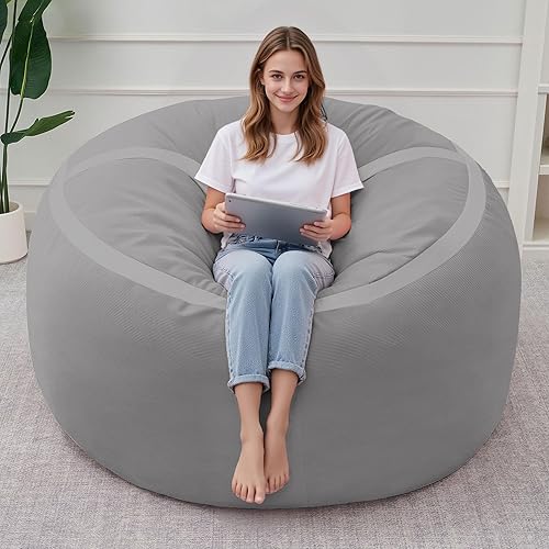 Miniatura 262 de HABUTWAY Puf gigante de 2 pies para adultos, con relleno de espuma viscoelástica, puf grande con funda de terciopelo holandés extraíble para sala de