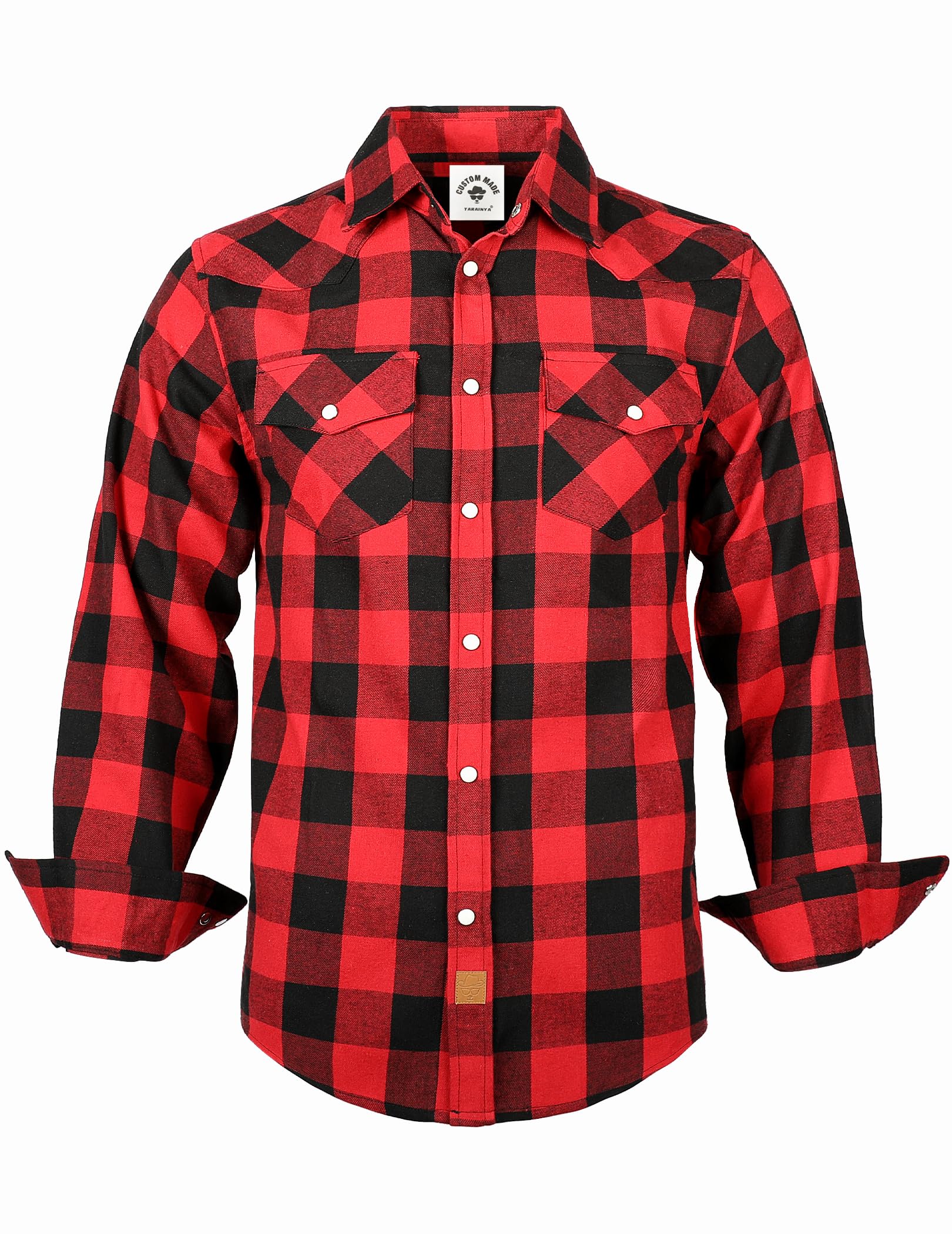 TARAINYA Camisa Franela Hombre Cuadros Western Cowboy Algodón Manga Larga con Botones Presión Regular Fit