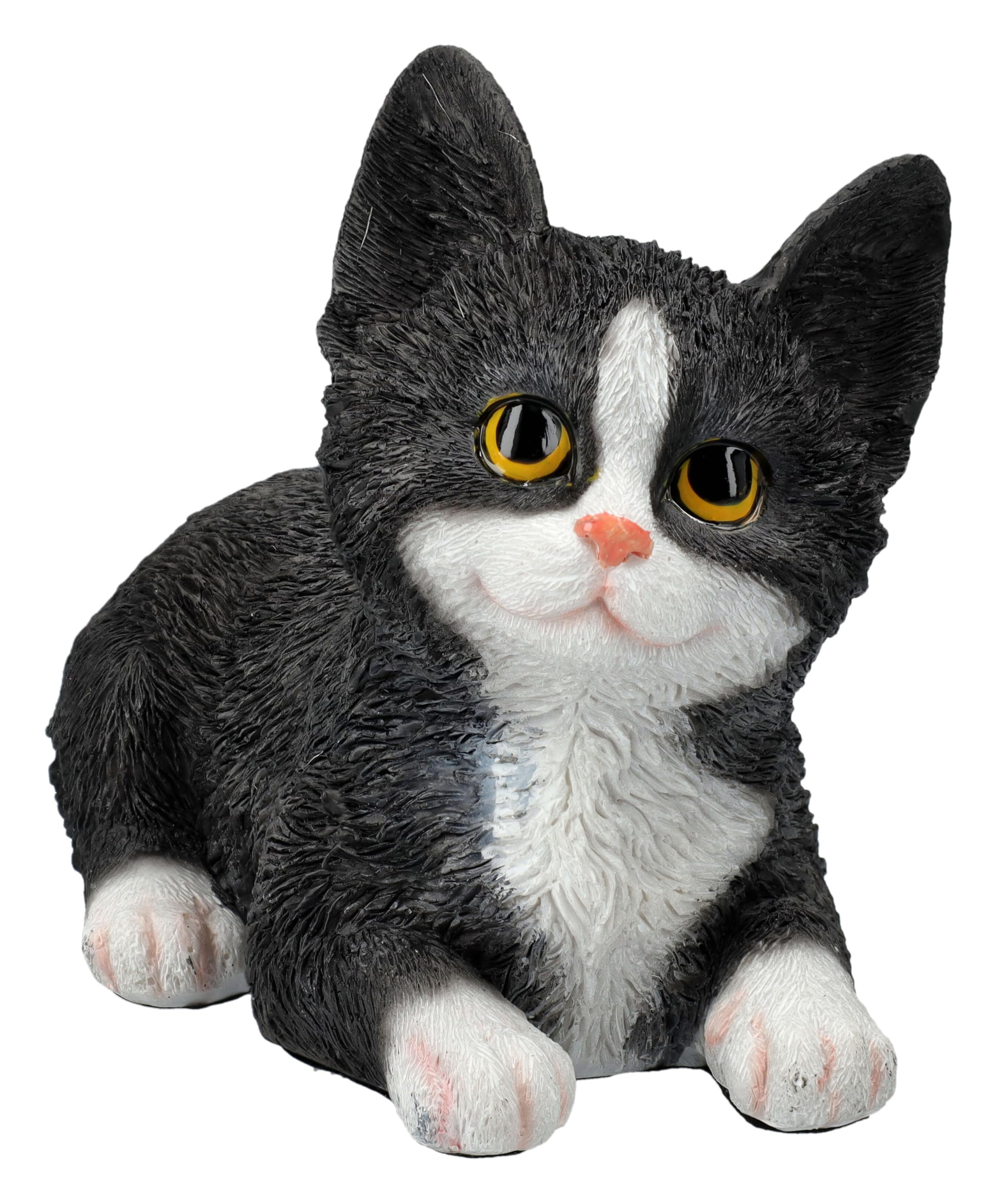 Figuren Shop GmbH Statuetta di gatto che gioca gattino – Figura decorativa gatto bianco e nero, 14 cm
