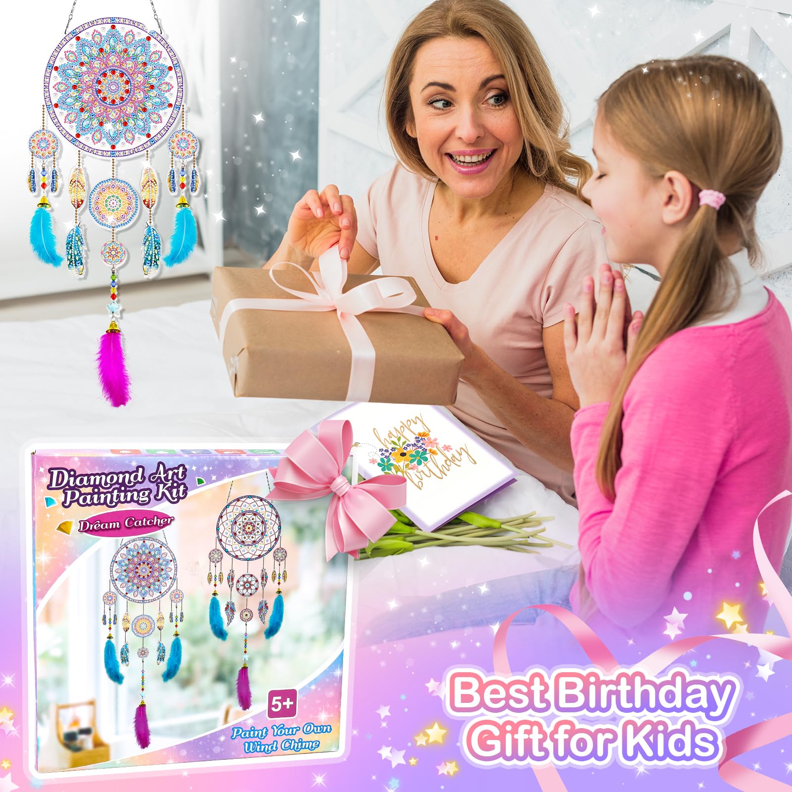 Kit Peinture Diamant Papillon Pour Enfants - Toile En Bois, Diamants Colorés, Activité Créative Fille 6-11 Ans