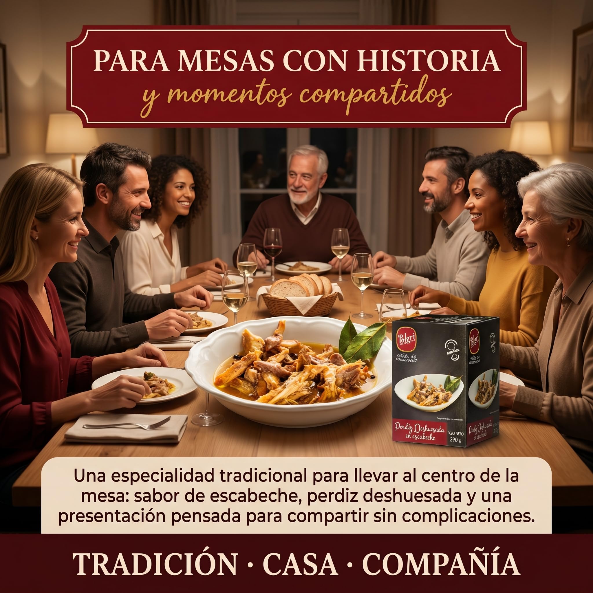 POLGRI Perdiz Deshuesada en Escabeche 390 g Lata Conserva Gourmet Carne de Caza Aperitivo Artesano Receta Manchega Tradicional 50% Carne Real Desde 1967
