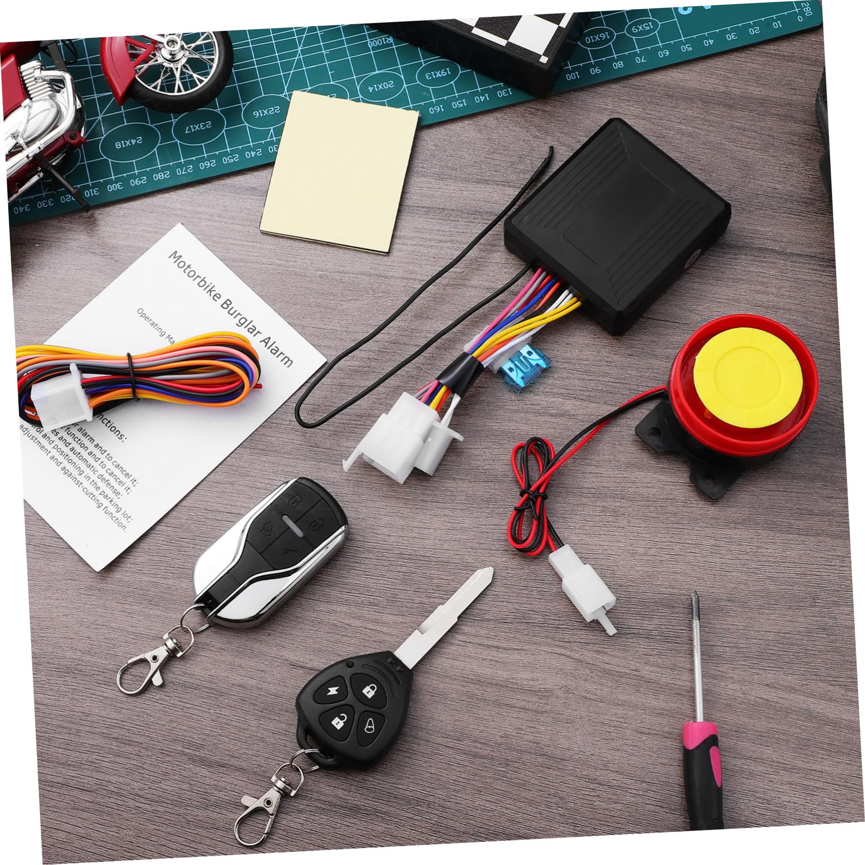 Allarme Antifurto per Veicoli a Due Ruote e Scooter 315mhz in Abs Nero | Sistema, Avviamento Remoto con Telecomando, Batteria Inclusa, Quiescente ≤3, 5ma