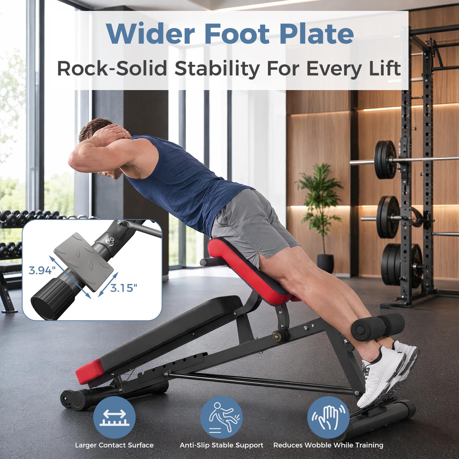 Adjustable Weight Bench, 660 LBS Workout Bench Press with 2 Wheels | Heavy Duty Chest Press Machine for Home Gym with Hyper Back Extension, for Incline Decline Sit Up Flat