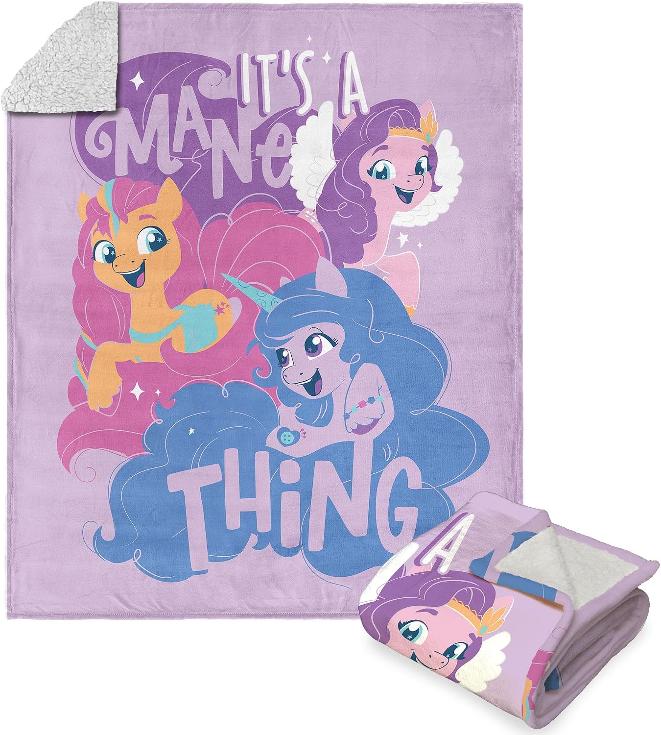 NORTHWEST Hasbro My Little Pony, Mane Thing, Silk Touch Sherpa Throw Blanket, 50 x 60 Inches